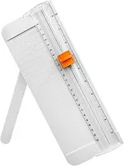 Paper Cutter, A4 Paper Trimmer with Security Safeguard & Side Ruler Portable Straight Edge Cutter for Scrapbooking Craft Paper, Photos, Label, Cardstock (White)