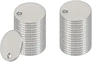 uxcell 32 Pcs Metal Stamping Blanks, 6mm Round Name Tags Stainless Steel Circle Blanks Label Flat Plate Disc with Hole for Laser Engraving Stamping Dog Tags Keychain Making, Silver Tone