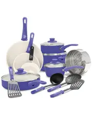 GreenLife Soft Grip Healthy Ceramic Nonstick 16pc Kitchen Cookware Set