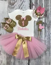 Minnie mouse first birthday tutu outfit, Mickey Mouse First Birthday, pink tutu