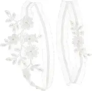 [Ipetboom] Elegant Pearl Lace Flower Garter for Women Bridal Leg Ring Stretchy Elastic for Wedding Prom Special Events White