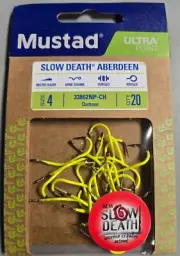Mustad Slow Death Fish Hooks - 33862NP-CH- Size 2 - CHARTREUSE 20 HOOKS
