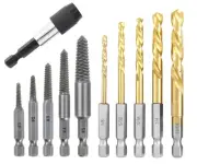 11 Pieces Stripped Screw Extractor Set, Reverse Drill Bit Extractor Set, Hex ...