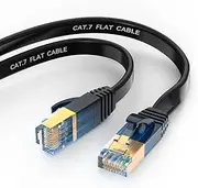 Relper-Lineso Cat7 Ethernet Cable 15Ft 2 Pack Heavy Duty High Speed Internet Network Cable Professional LAN Cable Shielded in Wall, Flat RJ45 LAN Cable 10Gbps 600MHz (15Ft 2 Pack F-B)