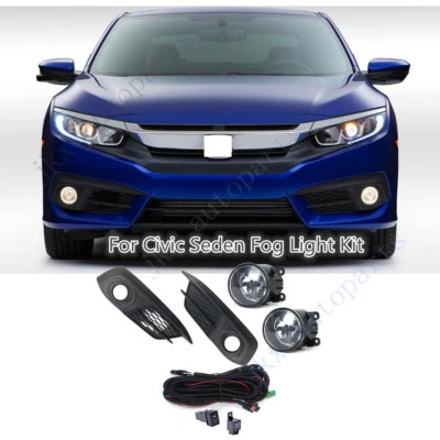 Bumper Bezel Light Fog Lamp Switch+Harness Kit Refit For Honda Civic 2016-2018 (for: Honda Civic)