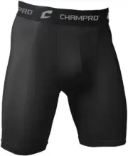 Champro Sports MEN'S Polyester / Spandex Lightning Compression Shorts, Black