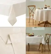 Pioneer Woman Tonal Floral Jacquard Woven Fabric Tablecloth Light Taupe *U Pick
