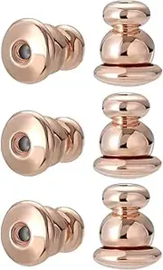 AKRUWELRY Earring Backs for Studs, 6pcs Pierced Bullet Earring Backings for Droopy Ears Replacement Safety Post Push Back for Diamond Stud,Rose Gold