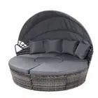 Sun Lounge Setting Wicker Lounger Day Bed Patio Outdoor Furniture Grey Gardeon