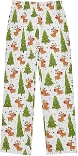 [ZZXXB] Reindeer Xmas Tree Star Boys Long Pants Soft Trousers Elastic Waist Kids Lounge Bottoms with Pockets S-XL
