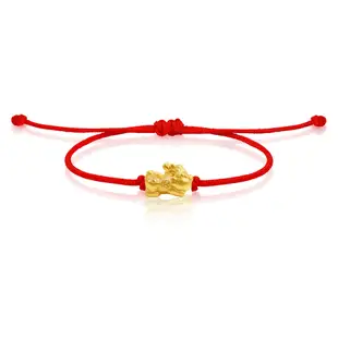 今生金飾 迷你Q貔貅串珠-紅線款 黃金串珠手繩