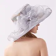 Fascinators Hats Headwear Organza Bucket Hat Floppy Hat Sun Hat Holiday Cocktail Elegant Vintage With Flower Pure Color Headpiece Headwear