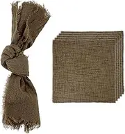 uxcell 6Pcs Handmade Cloth Napkins, 16.5x16.5 Inch Cotton Napkins with Fringe Square Rustic Table Napkin for Wedding Party Dinner Table Decor Bridal Shower, Brown