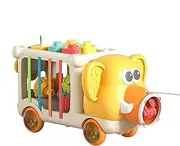 Pull Along Car Toy - Colorful Elephant Pull Along Toy | Funny Child Travel Games, Preschool Educational Activity for Boys, Girls
