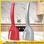 2 In 1 Egg Spatula Tongs Steak Spatula Tongs Clamp Kitchen Gadget (Red+Grey) .