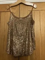 Next Bronze Full Sequin Vest Top - Size 12 New