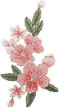 Sourcemall Sew on Lily Floral Patches, Embroidered Flower Appliques for DIY Clothing, Jackets, Jeans, Backpacks, Hats, Arts Craft Sew Making (Pink Lily)