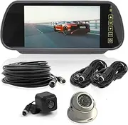 Elinz 7" Rearview Mirror Monitor Anti Reflective 3AV Inputs 2 Reversing Camera System Kit CCD 4PIN 600TVL 120 Degree Wide Angle CMOS 150 Degree Truck Caravan Cars 12V 24V