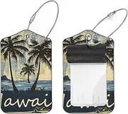 [KQNZT] Luggage Tags, 2 Pcs Personalized Luggage Tags, Bag Tags for Luggage, Luggage Tag Cute, Luggage Name Tags, Hawaiian Island Coconut Tree Sea