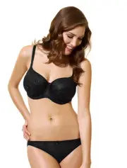 PanacheTango Balconette Bra 3251 42GG Black Sheer mesh full busted figures NWT