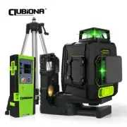 CLUBIONA 8 Lines Green Laser Level Self-Leveling Cross-Line W/ Receiver & Tripod