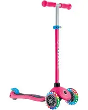 Globber Primo V2 3-Wheel Scooter with Light-Up Wheels and Griptape Fuchsia Pink / Sky Blue