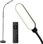 LED Floor Lamp, 15W Reading Lamp, 5 Color Temperature 7 Modes Brightness Dimmable Standing Light for Living Room Bedroom Office, Remote Control and Touch Control with AU Plug (Black)
