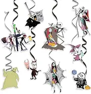 36 Pcs The Nightmare Before Christmas Birthday Party Supplies, Cute Cartoon Movie Party Decorations Hanging Swirls Whirls Glitter Foil Ceiling Swirls Streams for Birthday Party Favors Decorations