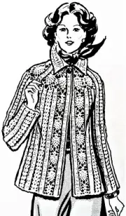 890 Vintage Design JACKET WITH COLLAR Pattern to Crochet SZ 36-42 (Reproduction)