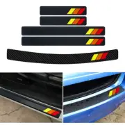 Car Door Sill Rear Bumper Guard Protector Trim Cover Black Carbon Fiber Replace