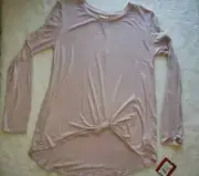 Mossimo Women's Mauve Tie Front Ribbed Long Sleeve Top M