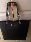 GUESS Dearborn Tote Women’s Bag Purse -BLACK With Silver Chain Link Handle New.