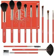 Makeup Brushes Set Professional - 12pcs Orange Make up Brush Set Foundation Eyebrow Blush Concealer Face Powder Eye Shadows Highlight Brush Kit Wooden Handle