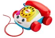 Phone On Wheels Toddler Telephone Rotary Dial Pull Toy Chatter Pretend Talking
