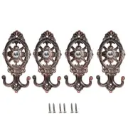 4pcs Wall Mounted Hooks Drapery Tiebacks Coat Hook Curtain Hooks Rings