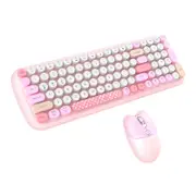 Catzon Wireless Keyboard and Mouse Combo 2.4G Wireless 3-Gear Adjustable DPI-Pink