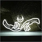 Sign Lamp Hand Neon Sign Moon Phases and Hands LED Light for Wall Decor USB Powered for Living Room Kitchen Bathroom Office 40cm×20cm