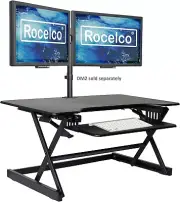 Rocelco 40" Large Height Adjustable Dual Monitor Standing Desk Converter - black