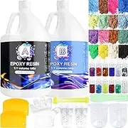 Epoxy Resin 1.1 Gallon Kit, Clear Resin Epoxy, Resin Kit - High-Gloss, No Bubbles, Not Yellowing, Self-Leveling Art Resin Casting Resin for DIY Art,Crafts,Jewelry,Table Top,Wood & Resin Molds