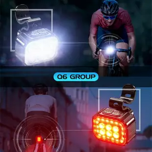 USB充電式 腳踏車前燈尾燈 6燈珠 高續航 夜騎警示燈 戶外騎行配件
