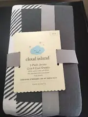 Fitted Jersey Crib Sheet - Cloud Island - Gray and White 2pk New