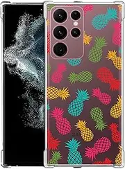 Glisten - Samsung Galaxy S22 Ultra 5G Case, S22 Ultra Clear Case - Multicolor Pineapple Pattern Design Printed Slim Fit Flexible Clear Transparent Shockproof Back Case/Cover for S22 Ultra 5G..