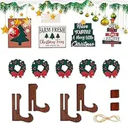 Christmas Sign Tray, Multi-Tier Christmas Tray Decoration Set | Wooden Christmas Ornaments Tray Sign - Seasonal Decorations Rustic Table Decorations