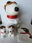 Peanuts / Benjamin & Medwin : Snoopy World War I Flying Ace Cookie Jar….Lot Of 3