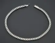 925 Sterling Silver Gunmetal Finish Sleek Foxtail Chain Bracelet 8.5 in 17.6gr