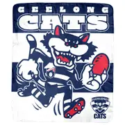 Geelong Cats AFL Coral Fleece Mascot Design Rug Blanket
