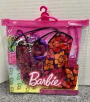 Barbie Fashion Pack Floral Dress Shoes Purse Outfits Purple Orange Red Flowers