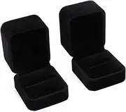 iSuperb Set of 2 Unit Classic Velvet Couple Ring Box Earring Jewelry Case Gift Boxes 2.2x1.9x1.6 inch