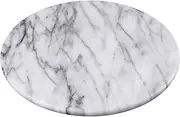 Creative Home Natural Marble Round Trivet Cheese Board Dessert Snack Appetizers Bread Serving Plate Serving Tray, 8" Diameter, Off-White (Color May Vary)