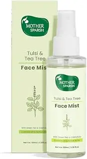 Mother Sparsh Tulsi & Tea Tree Face Mist | Face Toner With Green Tea & Calendula for Sensitive Skin | Calms & Tightens Pores | Lightweight & Non-Sticky | Alcohol Free Toning Mist | 100ml